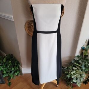 WHBM Elegant Black and White Strapless Dress SZ 12
